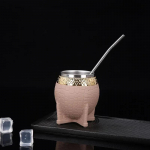 Roostevabast terasest kahekihiline matt tass koonilise tekstuuriga munakoore tass T&auml;iuslik Yerba Mate tee joomiseks Uus Yerba Mate tass 180ml