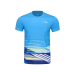 Li Ning Sulgpalli Seeria Mugav &Uuml;mara Kaelusega Kiiresti Kuivav Jahutav Mitmek&uuml;lgne L&uuml;hikeste Varrukatega T-s&auml;rk Unisex T-s&auml;rgid Doonau-sinine AAYV049-4 L
