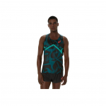 Asics Kogu Prindiga &Uuml;mmarguse Kaelusega Tanktop Meeste Topid Sinine 2091A739-412 XL