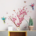 Peach Blossom Branch Bird Butterfly Seinakleebised Magamistoa Elutoa Taust Kodukaunistus Isekleepuv tapeet