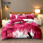 Looduslilled Voodipesukomplekt Tekikoti komplekt 3D Voodipesu Digitaaltr&uuml;kiga Voodipesu Kuninganna suurusega Voodipesukomplekt Moodne disain AU Single(140x210cm) pink