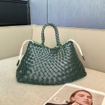 Retro stiilis ehtsast nahast k&auml;sitsi kootud korv-k&auml;ekott - Mitmek&uuml;lgne naiste kott paksude naharibadega 35CM*15*20CM roheline