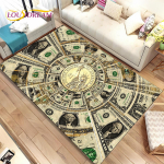 3D Illusion Dollar Euro Money Mustrilise ala vaip, vaibavaip kodu elutoa diivani uksemati sisekujunduseks, laste libisemiskindel p&otilde;randamatt 60*90cm