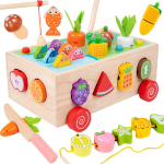 Bajoy 7-in-1 Montessori haridusm&auml;nguasi, kujundite sobitamine, s&otilde;rmep&uuml;&uuml;gim&auml;nguasi, n&ouml;&ouml;rile l&uuml;kkimine ja m&auml;nguaegne m&auml;nguasi. Multifunktsionaalne puidust &otilde;petlik m&auml;nguasi.