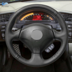 Honda Civicule (SI) Insight S2000 2002 2003 2004 2005 Acura RSX 2006 jaoks K&auml;sitsi punutud Auto Rooli Kate Nahkviimistlus Must gray