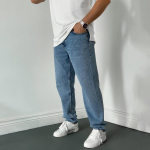 Meeste vabaaja v&auml;ikesed sirged teksad, moodsad laia s&auml;&auml;rega p&uuml;ksid, &uuml;hev&auml;rvilised teksad XL