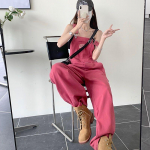 Jean Naiste Suvi Preppy Stiil L&otilde;tv T&uuml;drukud Roosa Lai Jalg P&uuml;ksid Kombinesoon Korea Vabaaja Denim T&ouml;&ouml;riided Naiste XS roosa