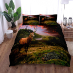 Roheline Hirvek&uuml;ttide Metsa Maalitud Tekikoti Komplekt King Queen Double Full Twin Single Suuruses Voodipesu Komplekt EU Single(135*200cm)3pcs black