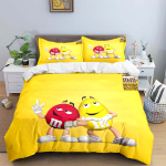 Moodne M&M &Scaron;okolaadi Logotr&uuml;kiga Voodipesukomplekt Peen Vooditarvete Komplekt Tekikott Vooditekk Komplekt Voodipesukomplekt Luksuslik Kingitus AU Single(140*210cm)3pcs