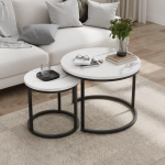 Table basse ronde - MUVOE - 60cm - Blanc - M&eacute;tal - Design moderne