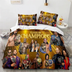 WWE EAW Voodipesukomplekt &Uuml;heinimese Twin T&auml;iskasvanu Queen King Suuruses Maadluspeli Voodikomplekt T&auml;iskasvanu Laste Magamistoa Tekikoti Komplektid 3D Prindiga AU Single(140*210cm)3pcs black