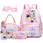 4 tk/komplekt Multikas K-Pop tr&uuml;kiga Seljakott K&auml;ekott Pennikarp 750 ml veepudeliga Teismelisele Poisile T&uuml;drukule Koolikott Suure Mahutavusega Raamatukott Mochila