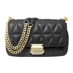 Michael Kors MK Sloan Commuter Tepitud Klapiga Lambanahast Keti&otilde;laga Crossbody Kott Naiste kotid Must 30S7GSLL1L-001 Basic Set (Bag+Dust Bag)