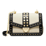 Michael Kors MK Soho Vintage N&otilde;elakatega Klapp V&auml;rviplokk Kett Commuter L&otilde;uend ja Nahk Crossbody &Otilde;lakott Naiste kotid 30T1G1SL5C-NAT-BLK Basic Set (Bag+Dust Bag) beige