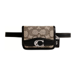 Coach Bandit 10 Klassikaline Monogramm Logo Pandlaga Jacquard Nahast Miniraha- ja Kaardihoidja V&ouml;&ouml;kott Naiste rahakott Must Khaki CM500-LHUW7 Basic Set (Bag+Dust Bag)
