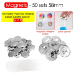 50 tk 58 mm magnetilised k&uuml;lmkapim&auml;rgi materjalid pudeliavaja nupp DIY valmistusosad m&auml;rginupu valmistaja tarvikud gray