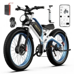 Elektriline jalgratas DUOTTS N26 2*750W 20Ah Samsungi aku 26 55km/h 120HP Lihtne reisida ja parkida Sinine ja valge