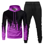 Meeste kapuutsiga spordidress, Unisex, kaheosalised jooksuriided, pikkade varrukatega pulloverid, pusad ja dressip&uuml;ksid XXXXL lilla