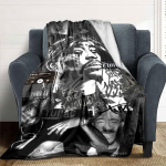 1 tk 2Pac Hip-Hop Tekk Pehme Kerge K&otilde;ikhooajaline Mitmeotstarbeline Visketekk Diivanile, Voodile, Kontorisse ja Piknikule, Prantsuse Stiilis Ikoonilise Albumikujundusega D83 130cmx150cm(50inx60in) gray