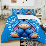 3D W-Winnie Puhh Eeyore Tr&uuml;kitud Voodipesukomplekt 1 Tekikott 2 Padjap&uuml;&uuml;ri T&auml;iskasvanutele ja Lastele Soe Pehme Voodipesukomplekt Potdemiel 135x200cm
