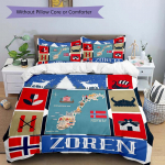 3 tk Norra p&auml;randimustriga voodipesu kolmeosaline komplekt (1Kate + 2 padjap&uuml;&uuml;ri, ilma t&auml;idiseta), See tr&uuml;kitud voodipesukomplekt on pehme ja mugav 135x200cm