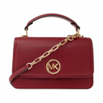 MICHAEL KORS Kuldne riistvara Lukk Nahast &Otilde;la-crossbody k&auml;ekott Naiste Tume punane kuld