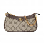 Gucci Ophidia Double G Kuldne Riistvara Pruun Nahk&auml;&auml;ris K&auml;ekott Mini Naiste Beež ja Eebenipuu kuld