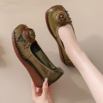 Roosakujuline slip-on korterkingad naistele s&uuml;gisesed ehtsast nahast kingad naine madala kiilkontsaga kingad daamide elegantne retro mokassiinid loafers 35 roheline