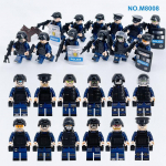 M8008 Police Must politsei v&auml;ikestest osakestest ehitusplokk Mehe mudel relva kaitsekilbi politseikoera m&auml;nguasja saatmiseks