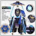 Genshin Impact Kunikuzushi-r&auml;ndaja Balladeer R&auml;ndaja Scaramouch Cosplay Bambusest M&uuml;ts T&auml;iskasvanute R&otilde;ivas S gray