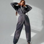 Moodne elegantne kapuutsiga kombinesoon naistele, vabaaja kombinesoon, s&uuml;gis-talvine, &uuml;hev&auml;rviline, pikkade varrukatega, spordir&otilde;ivad, kombinesoonid, jogger XL gray