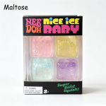 Needoh Nice Ice Baby Fidget Kuubikute Komplekt 4 tk Super Tugevad Pigistatavad Sensorilised M&auml;nguasjad Mittetoksilised S&auml;delevad Maltoosist Pigistatavad M&auml;nguasjad ADHD Kingitus beige