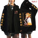 Uus Anime Rengoku Kyoujurou Prindiga T&otilde;mblukuga Huppar Naistele Meestele S&uuml;gis Talv Mood Pikkade Varrukatega Pullover Vabaaja T&otilde;mblukuga Dressipluus L white