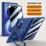 Samsung Galaxy Z Fold 8 jaoks Kevadine Hinge Kokkupandav Kate Magnetilise R&otilde;nga ja Metallhoidjaga Karastatud Klaasikilega T&auml;ieliku Kaitse Kest Galaxy Z Fold 8