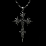 Tume gooti retro etnilise mustriga ristikujuline ripatsiga kaelakee meestele naistele unisex isiksus punk kaelakett igap&auml;evane kandmine ehted A black
