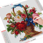Full Diamond 5D DIY Teemantmaaling Lillekorv Tikand Ristpistes Rhinestone Mosaiic 20*20 cm