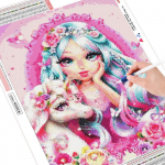 5D Jaapani teemantmaal, T&auml;is&uuml;mmargune anime puuritikandi m&uuml;&uuml;k Teemantmosaiikpilt 20X30