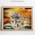 5D Teemantmaali Looma Tiiger T&auml;is &uuml;mmargune Rhinestone Pilt Tikandid Teemant 20X30