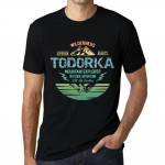 Meeste vintage T-s&auml;rk graafilise T-s&auml;rgiga M&auml;gieksploraator TODORKA S&uuml;gavmust XS must