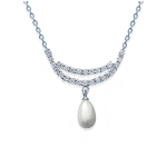 Les Tr&eacute;sors De Lily [F0361] - H&otilde;bedane kaelakee 'Alicia' H&otilde;bevalge (roodiumiga kaetud) - 28x24 mm valge