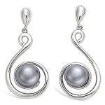 Les Tr&eacute;sors De Lily [L4652] - Boucles Argent 'Perla' gris argent&eacute; (rhodi&eacute;) - 30x15 mm hall