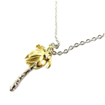 7bis [Q1331] - Bracelet artisanal 'Jungle' argent&eacute; dor&eacute; (palmier) - 15x9 mm h&otilde;be