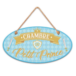 Les Tr&eacute;sors De Lily [Q5957] - Kuldne sinine puidust tahvel  S&otilde;numid  (Chambre du Petit Prince) - 19. 5x10. 5 cm sinine