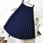 SCIONE s&uuml;gistalvine seemisnahast seelik Pikad plisseeritud seelikud Saias Midi Faldas Vintage naiste midiseelik One size tumesinine