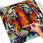 5D DIY Teemanttikandid Tiiger t&auml;isruudukujuline &uuml;mmargune teemantmaaling Loomad Ristpistes Mosaiik Seinakunst kaunistus Full Round 30x30CM