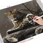 5D DIY teemantmaali loom t&auml;isruudukujulise teemanttikandi komplekt Leopard kivist seinakunsti pilt Full Round 20X30CM