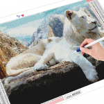 Teemantmaaling L&otilde;vi lumi t&auml;isruudukujuline &uuml;mmargune puur 5D DIY teemanttikandid loomade kivikivikomplekt kodukaunistus Full Round (20X30CM)