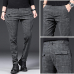 S&uuml;gis- ja talvised meeste vabaaja p&uuml;ksid Slim Fit Stretch Feet Meeste korea stiilis p&uuml;ksid ruuduline plusssuuruses vabaaja pikad p&uuml;ksid 30 hall
