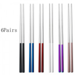 S&ouml;&ouml;gin&otilde;ud 6 paari 304 roostevabast terasest komplekt ruudukujulised s&ouml;&ouml;gipulgad Kerged Hash Sushi Hiina Jaapani s&ouml;&ouml;gipulgad lauan&otilde;ud h&otilde;be