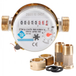 15 mm 1/2-tollise k&uuml;lma vee arvesti kuupvooluhulgam&otilde;&otilde;turi 360 reguleeritav p&ouml;&ouml;rlev loendur valge